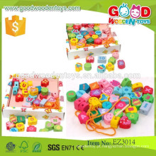 Venda quente de miúdos brinquedos brinquedos OEM contas coloridas de madeira para crianças EZ3014